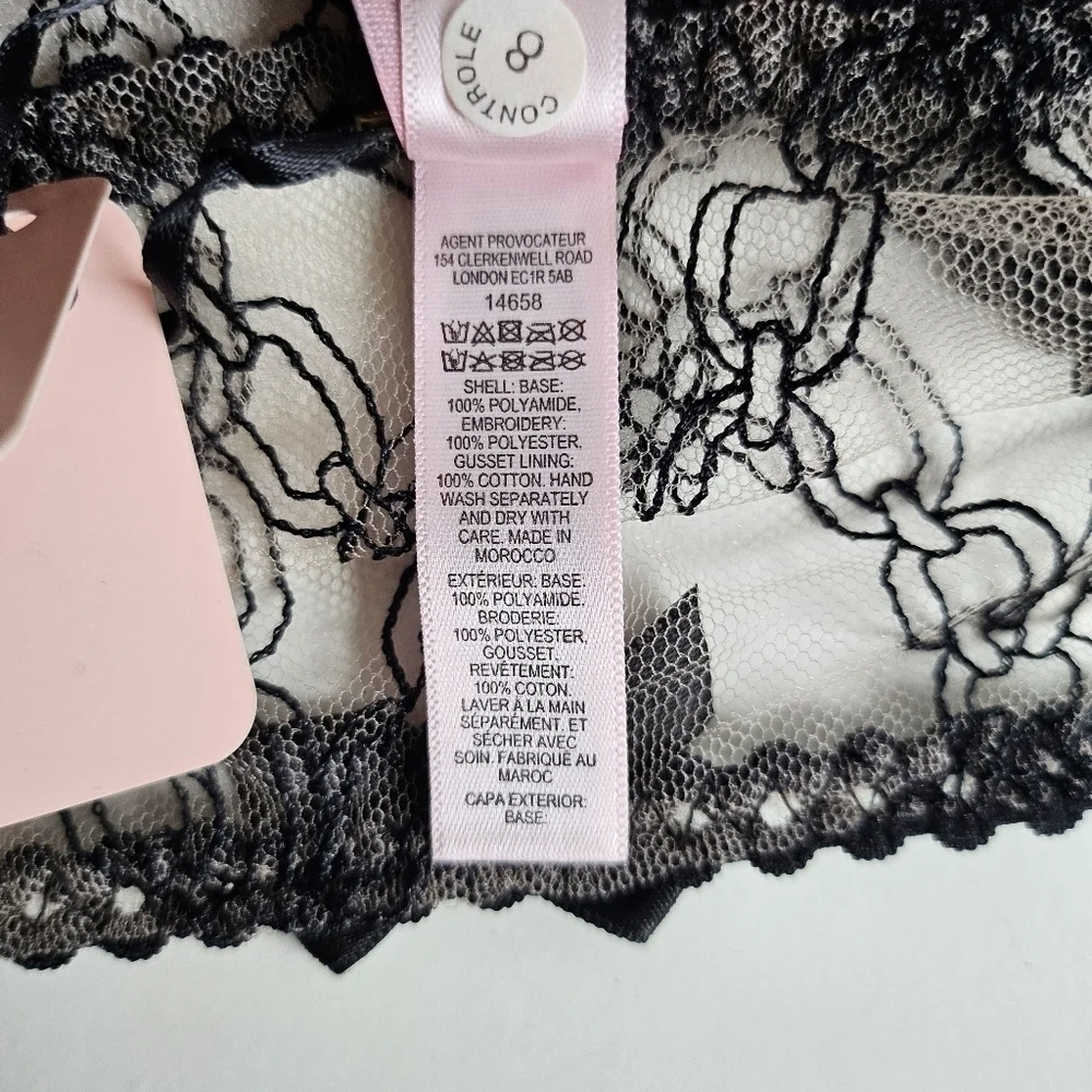 New Agent Provocateur Bailey Tulle Lace Nude/Black Brief Panties AP 2 / Small